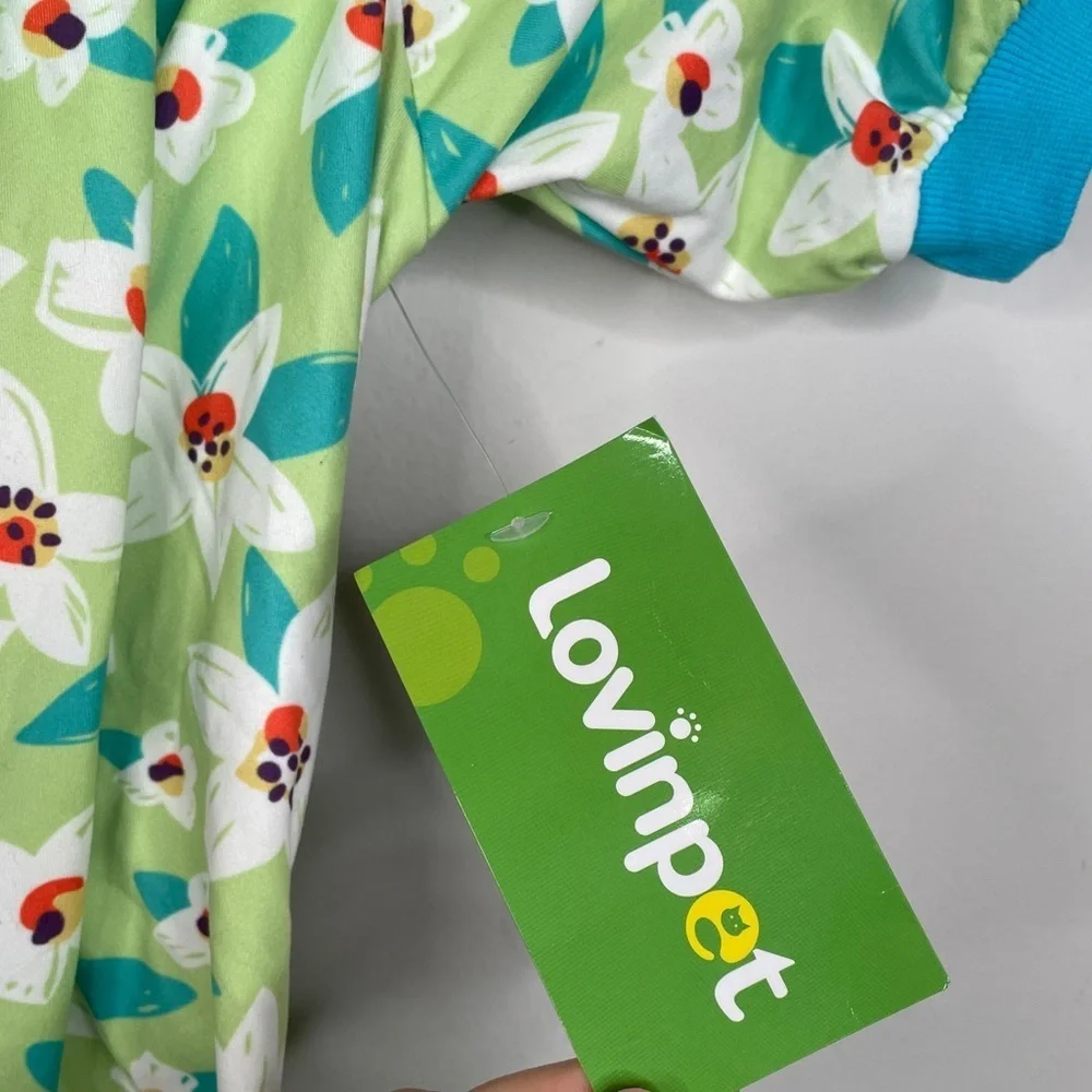 LovinPet Green Floral Dog Pajamas / Jumpsuit